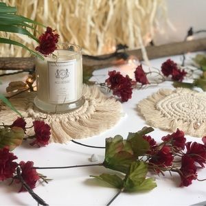 Set of 4 Handmade Macrame Boho Coaster’s Color:Natural, Housewarming Dinning